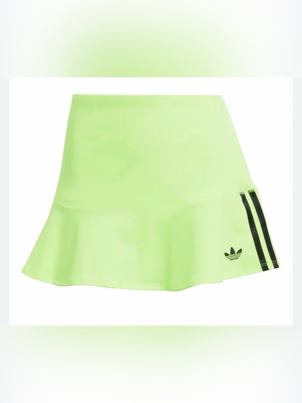 adidas Neon Lime Flared Skater Skirt with Black Stripes
